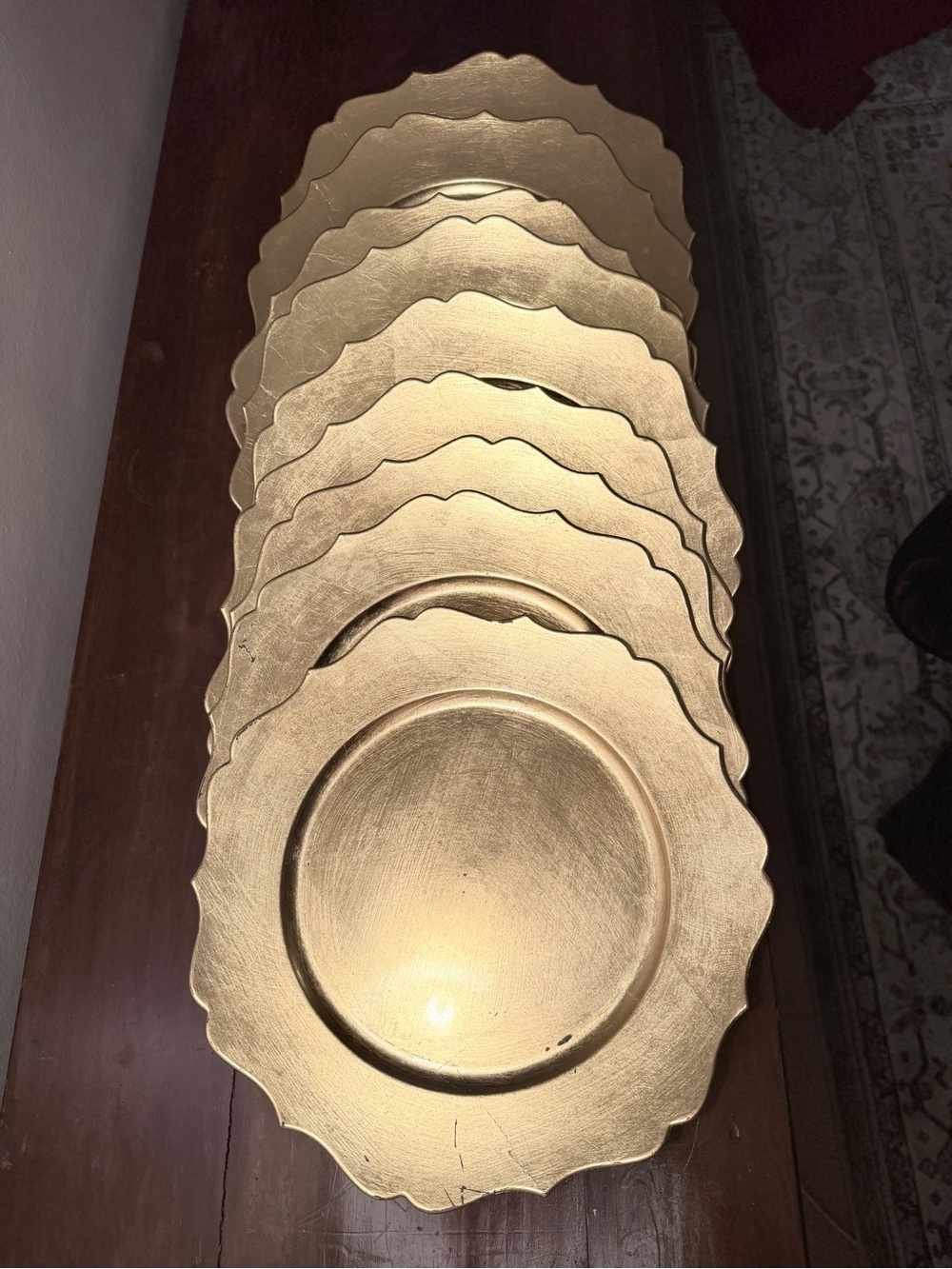 Scalloped Metallic Gold Charger Plates - Set of 9